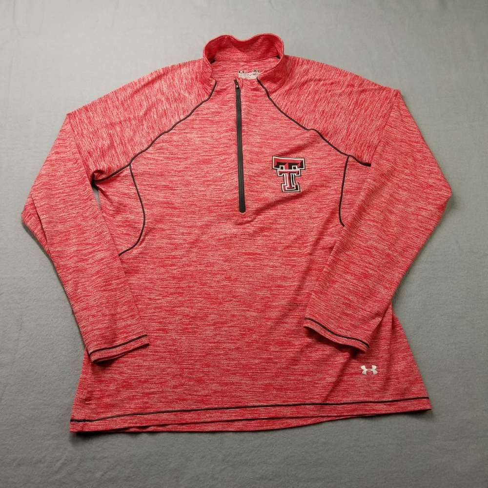 Texas Tech Under Armour 1/4 Zip Shirt Womens XL Red Semi Fitted Long Sleeve Tech